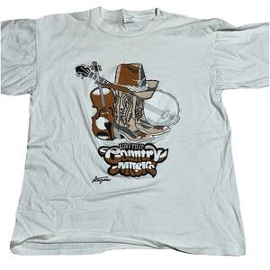 Vintage Country Music Graphic T-Shirt White Men's M 90s Fiddle Banjo Boots